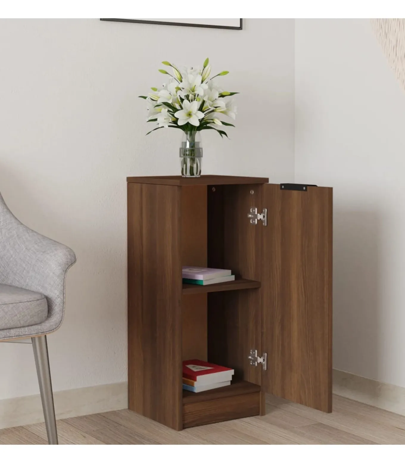 Dressoir 30x30x70 cm bewerkt hout bruin eikenkleur