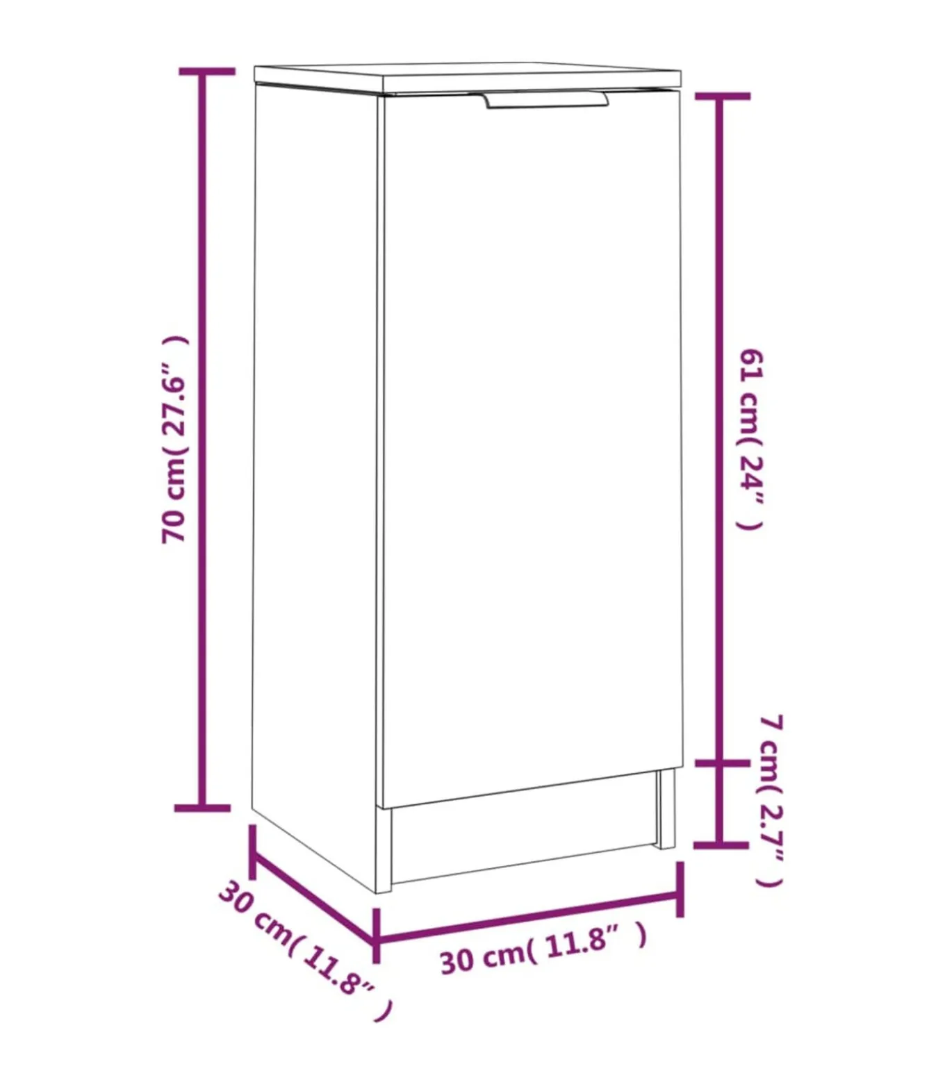 Dressoir 30x30x70 cm bewerkt hout bruin eikenkleur