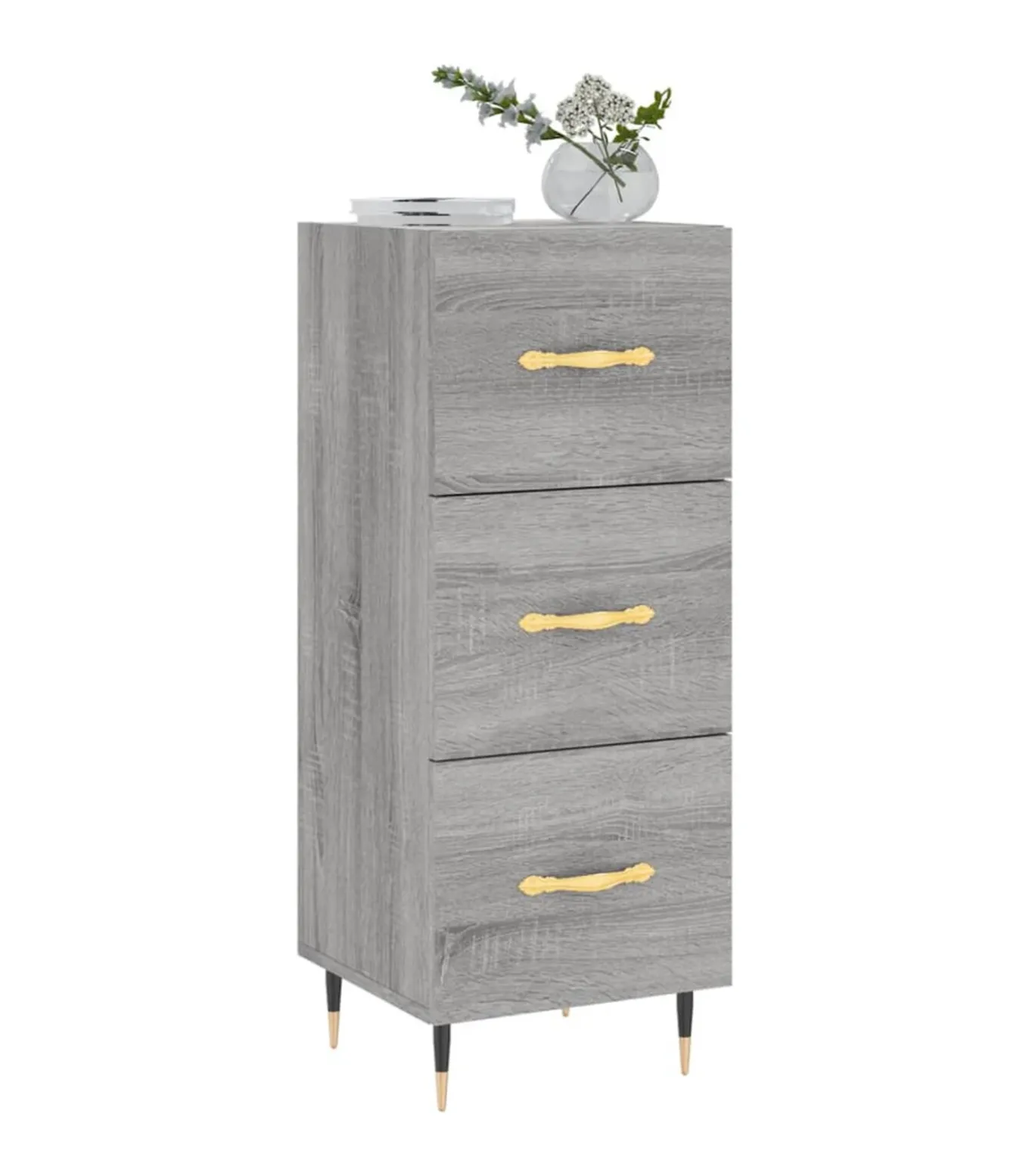 Dressoir 34,5x34x90 cm bewerkt hout grijs sonoma eikenkleurig