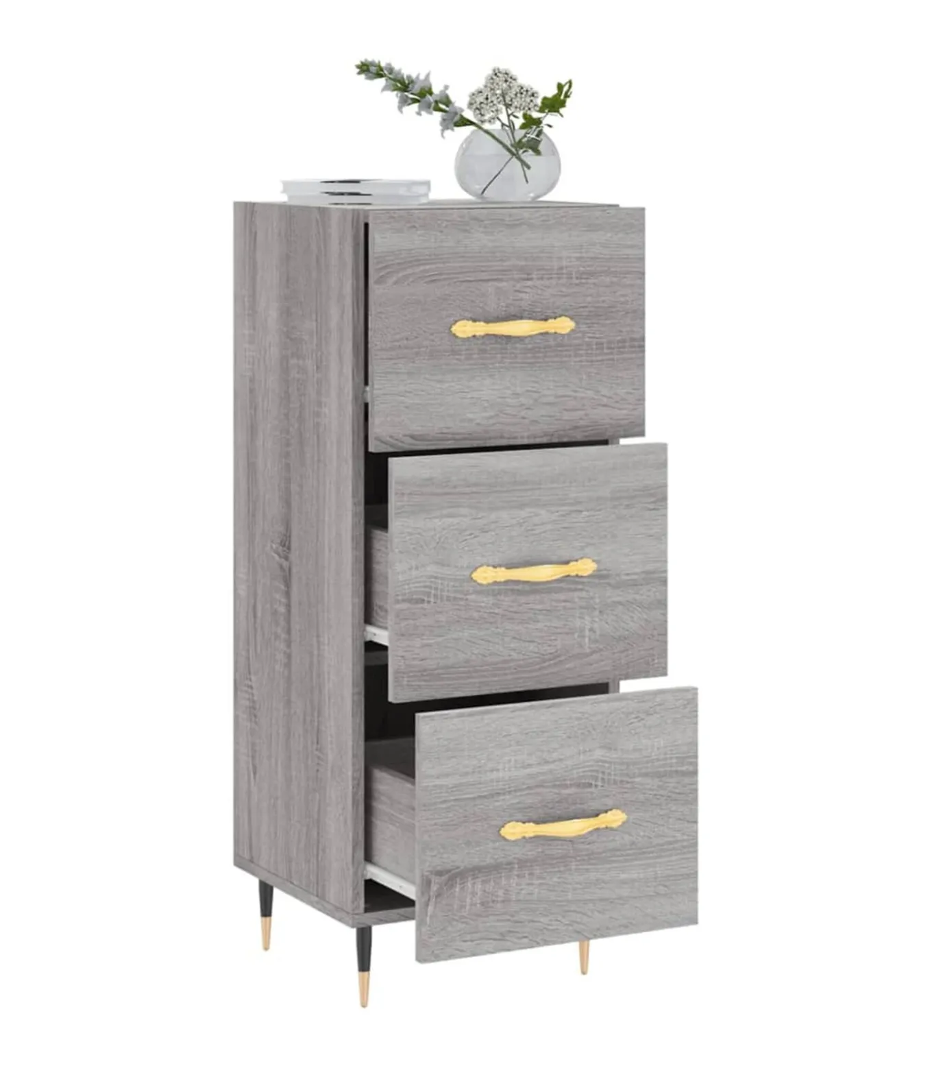 Dressoir 34,5x34x90 cm bewerkt hout grijs sonoma eikenkleurig