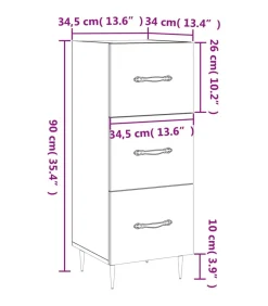 Dressoir 34,5x34x90 cm bewerkt hout grijs sonoma eikenkleurig
