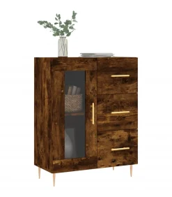 Dressoir 69,5x34x90 cm bewerkt hout gerookt eikenkleurig