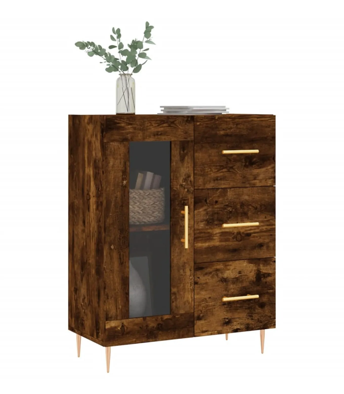 Dressoir 69,5x34x90 cm bewerkt hout gerookt eikenkleurig