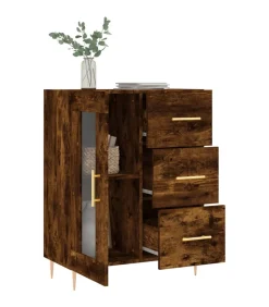 Dressoir 69,5x34x90 cm bewerkt hout gerookt eikenkleurig