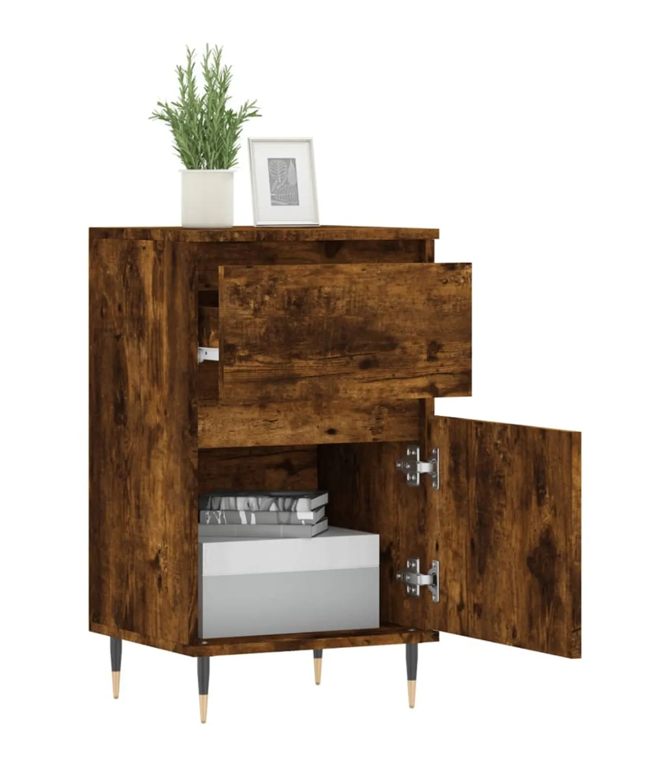 Dressoir 40x35x70 cm bewerkt hout gerookt eikenkleurig