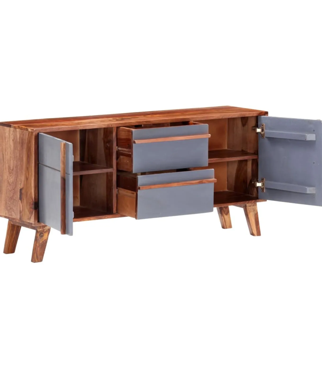 Dressoir 120x30x55 cm massief hout grijs