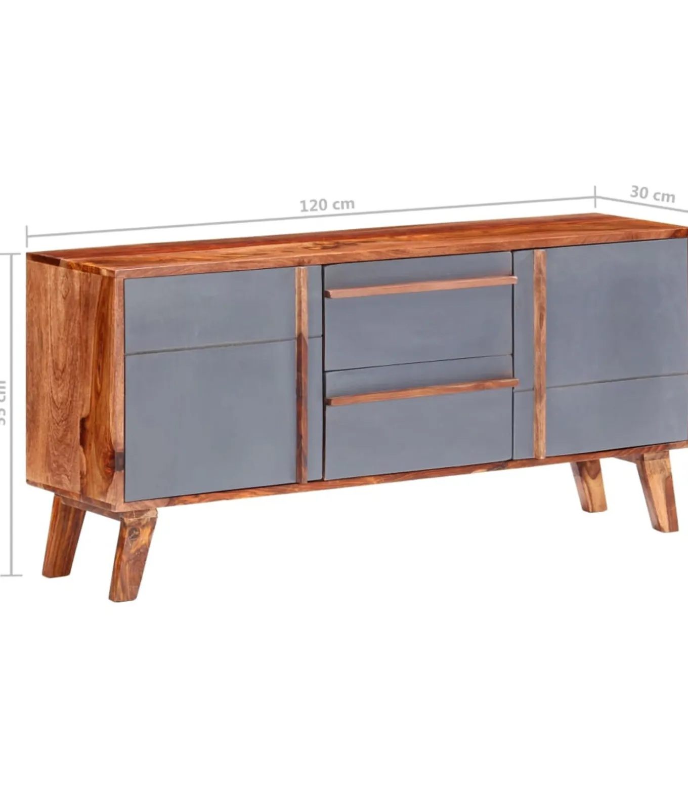 Dressoir 120x30x55 cm massief hout grijs