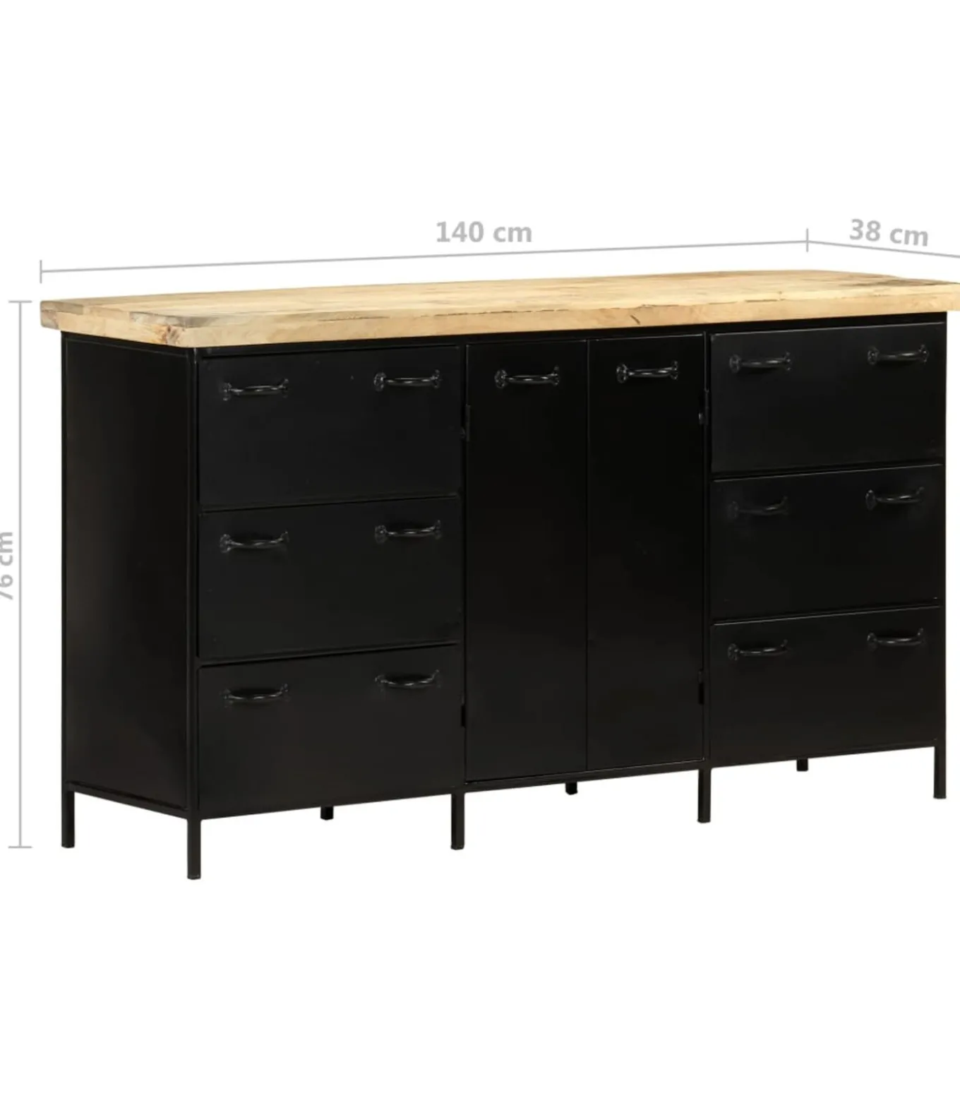 Dressoir 140x38x76 cm ruw mangohout