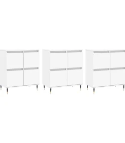 Dressoirs 3 st bewerkt hout wit