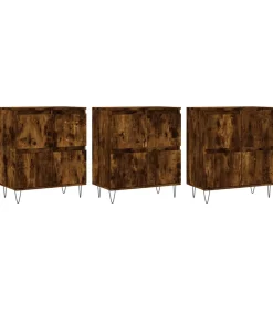 Dressoirs 3 st bewerkt hout gerookt eikenkleurig