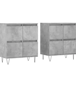 Dressoirs 2 st bewerkt hout betongrijs