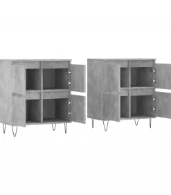 Dressoirs 2 st bewerkt hout betongrijs