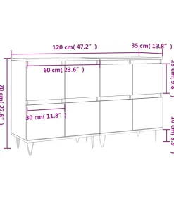 Dressoirs 2 st bewerkt hout betongrijs