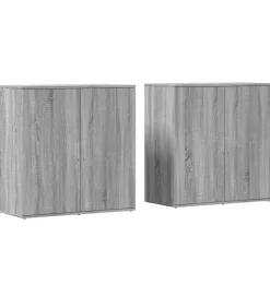 Dressoirs 2 st 79x38x80 cm bewerkt hout grijs sonoma eikenkleur