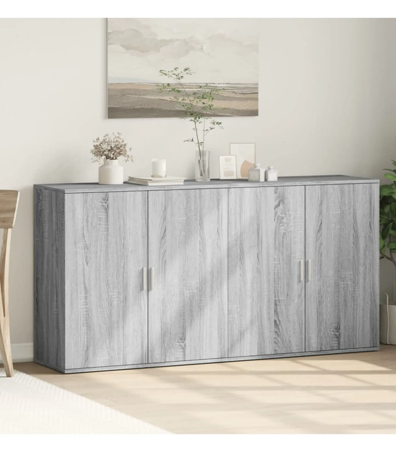 Dressoirs 2 st 79x38x80 cm bewerkt hout grijs sonoma eikenkleur