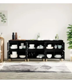 Dressoirs 3 st 60x35x70 cm bewerkt hout zwart