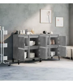 Dressoirs 2 st 60x35x70 cm bewerkt hout betongrijs