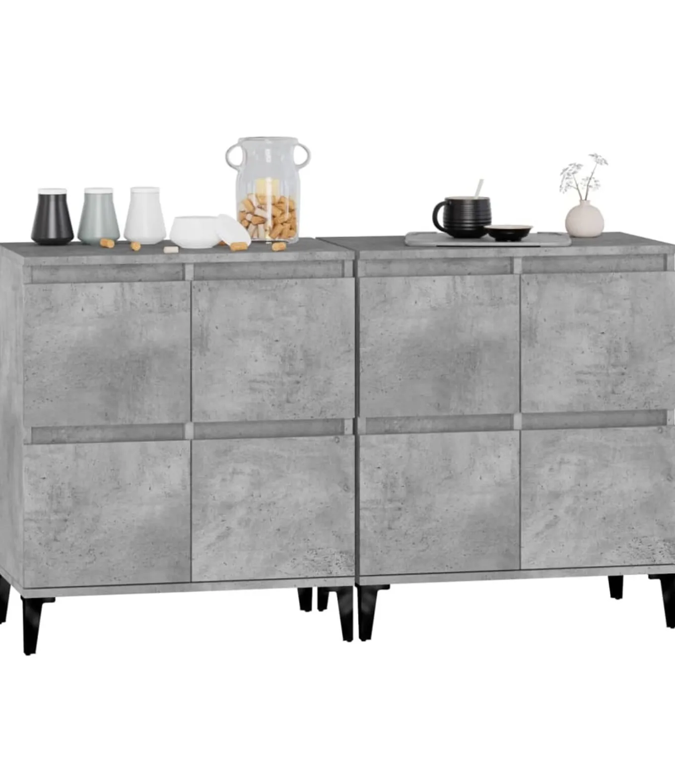 Dressoirs 2 st 60x35x70 cm bewerkt hout betongrijs