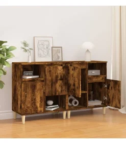 Dressoirs 2 st 60x35x70 cm bewerkt hout gerookt eikenkleurig