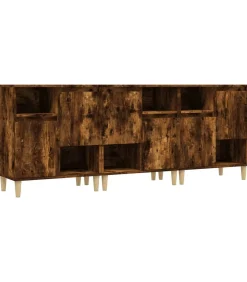 Dressoirs 3 st 60x35x70 cm bewerkt hout gerookt eikenkleurig