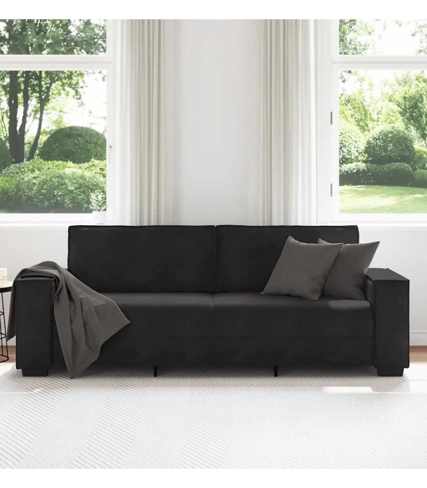 Driezitsbank 180 cm fluweel zwart