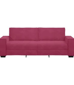 Driezitsbank 180 cm fluweel wijnrood