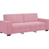 Driezitsbank 180 cm fluweel roze