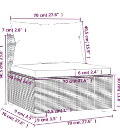 Driezitsbank met kussens poly rattan zwart