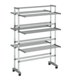 Droogrek met wieltjes 89x64x129 cm aluminium