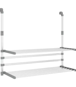 Droogrek voor balkon 89x25x(60-95) cm aluminium