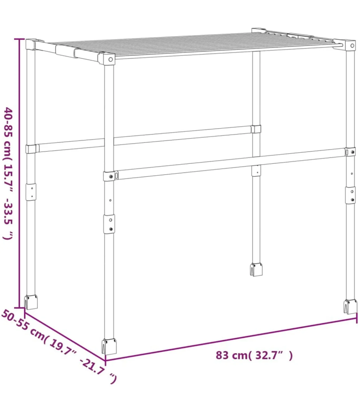 Droogrek 83x(50-55)x(40-85) cm aluminium