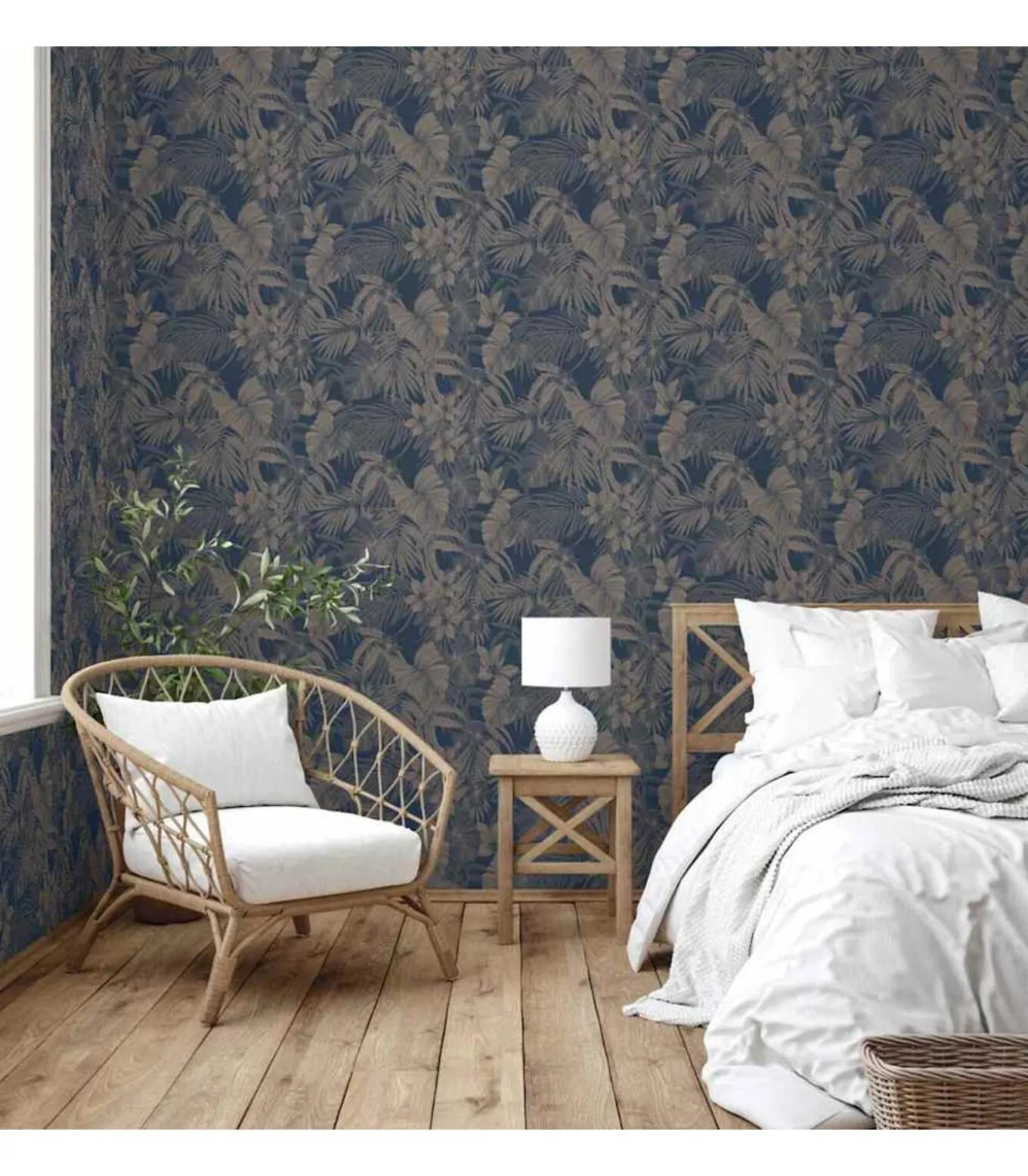 DUTCH WALLCOVERINGS Behang Joelle zilverkleurig en blauw