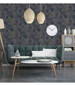 DUTCH WALLCOVERINGS Behang Joelle zilverkleurig en blauw