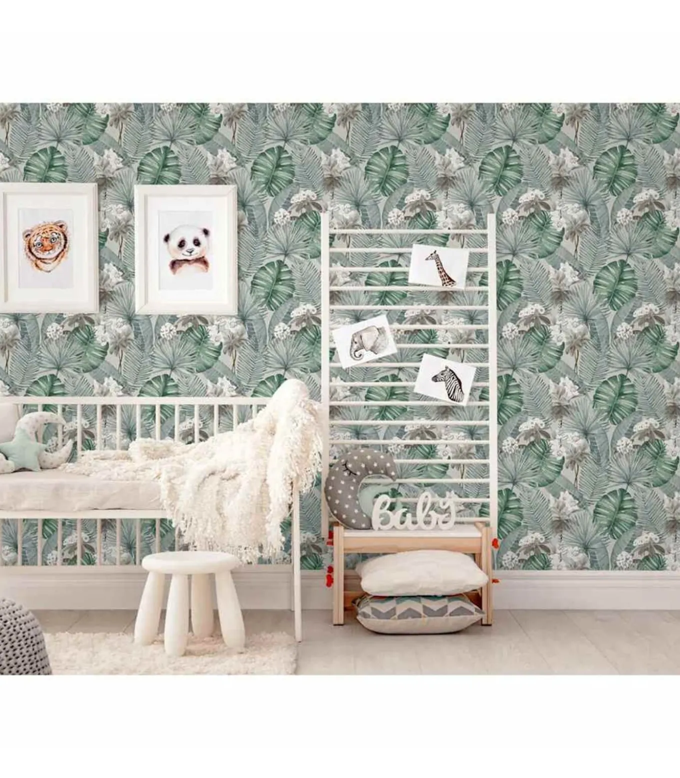 DUTCH WALLCOVERINGS Behang Eden grijs en lichtgroen