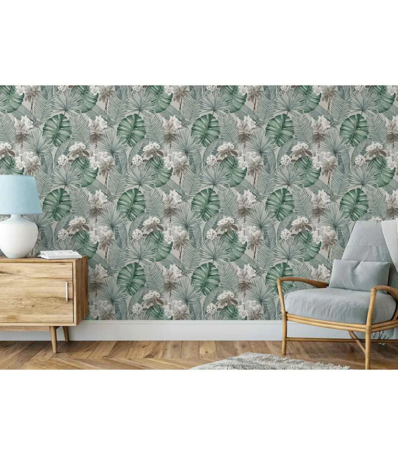 DUTCH WALLCOVERINGS Behang Eden grijs en lichtgroen