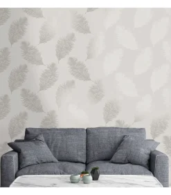 DUTCH WALLCOVERINGS Behang Fawning Feather lichtgrijs