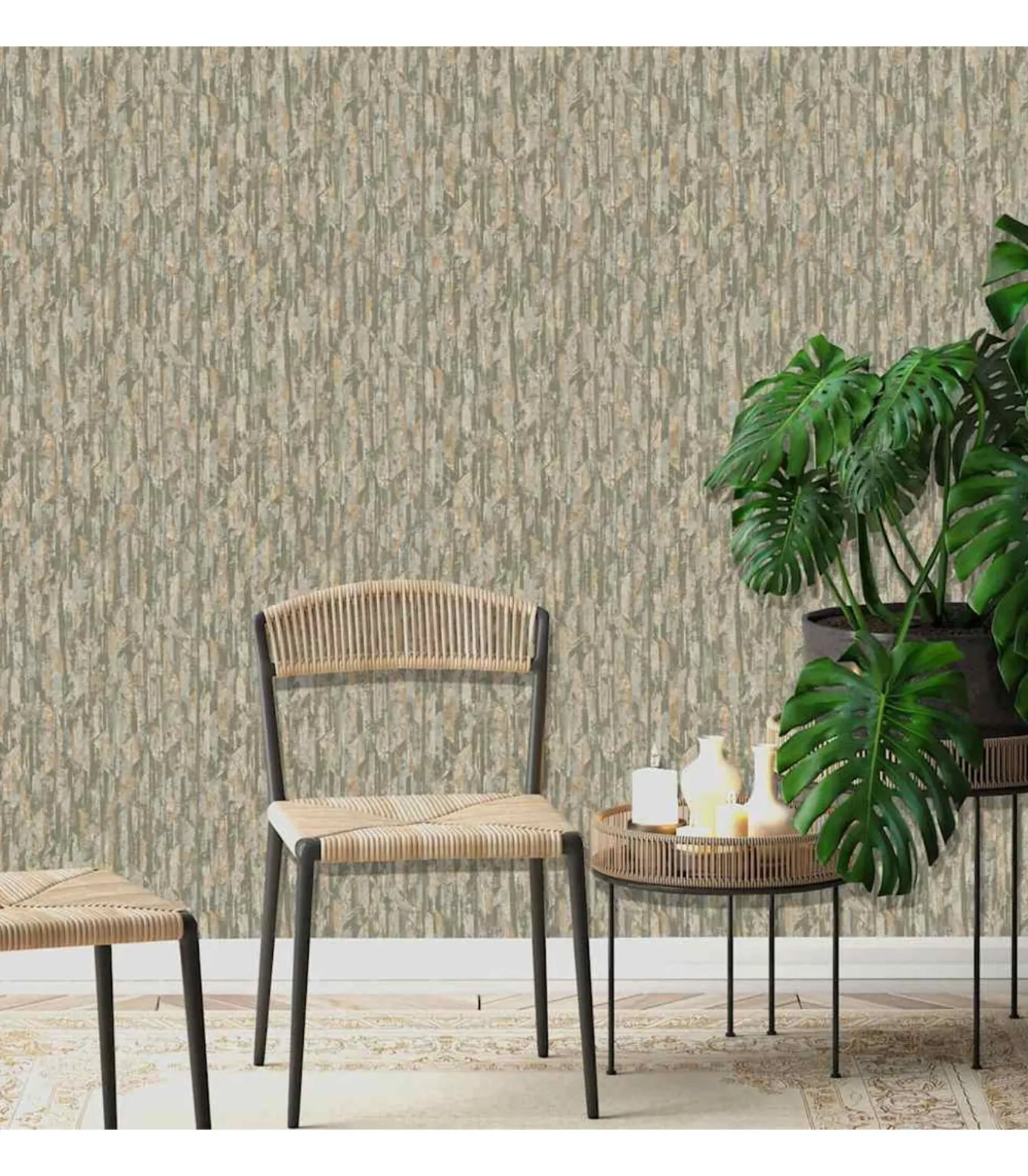 DUTCH WALLCOVERINGS Behang Phoenix groen en beige