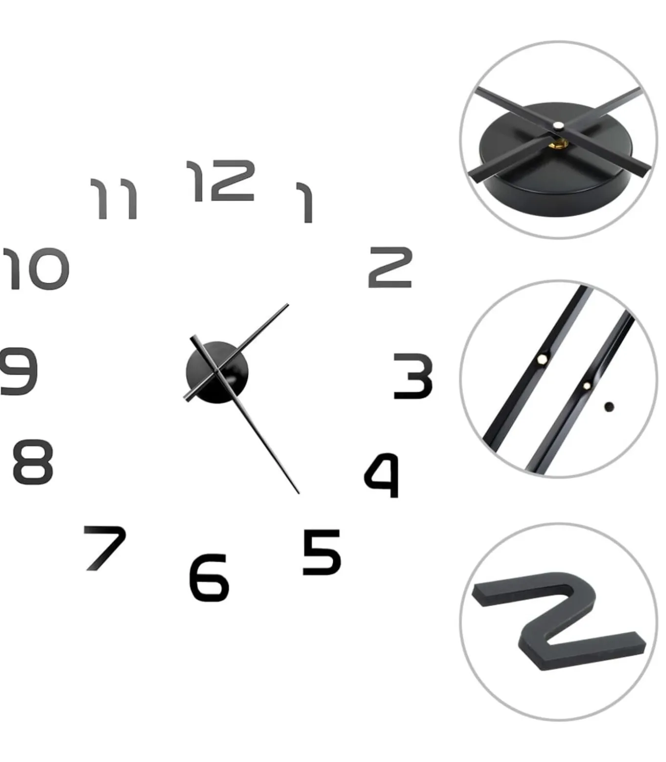 3D-wandklok 100 cm XXL modern zwart