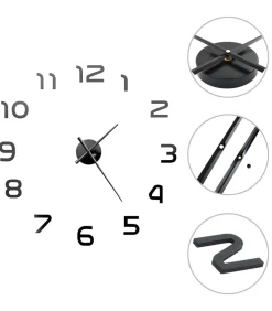 3D-wandklok 100 cm XXL modern zwart