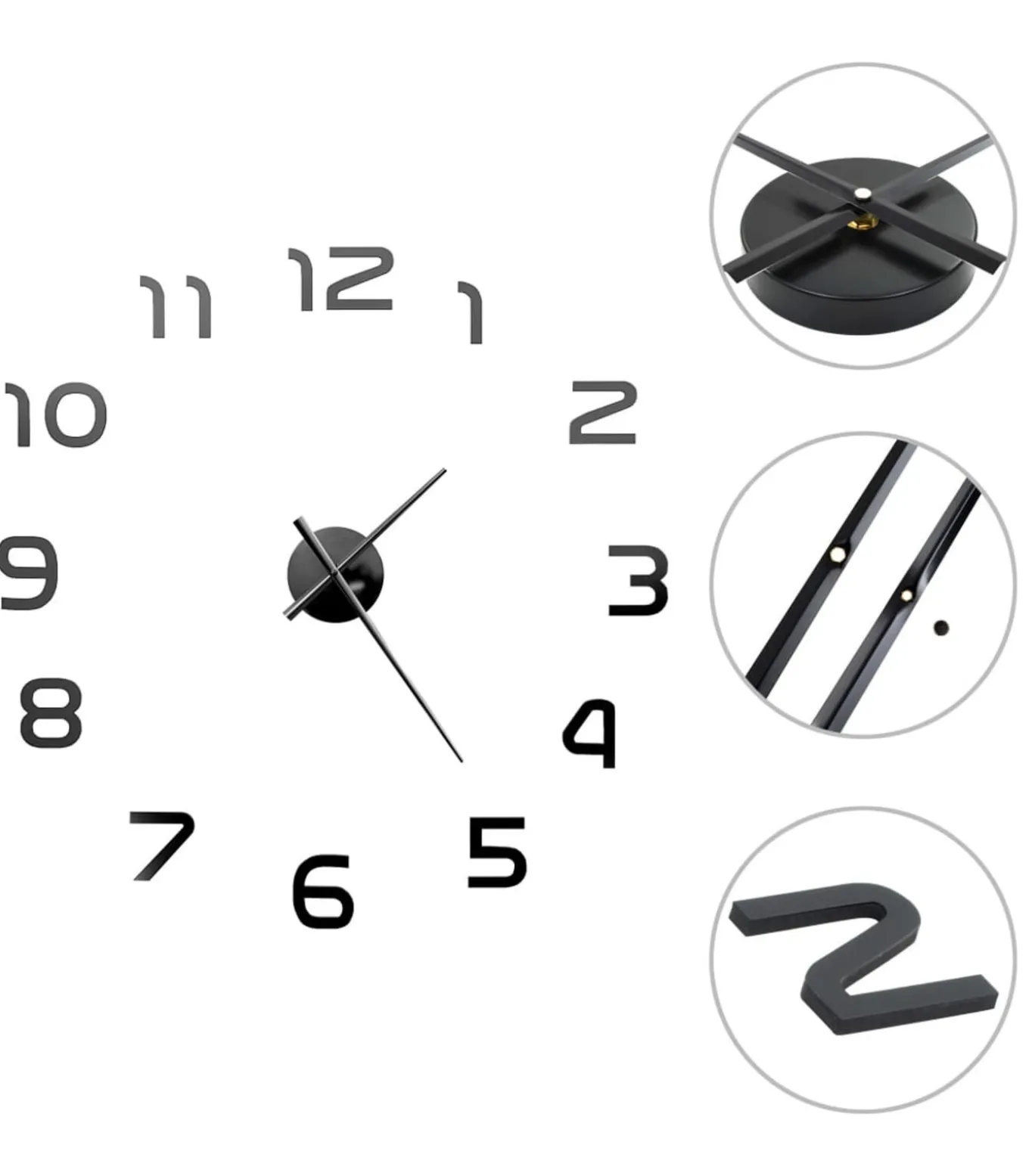 3D-wandklok 100 cm XXL modern zwart