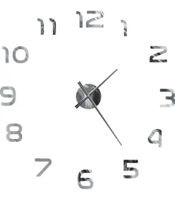 3D-wandklok 100 cm XXL modern zilverkleurig