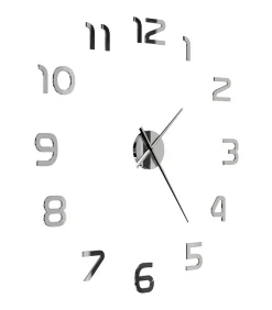 3D-wandklok 100 cm XXL modern zilverkleurig