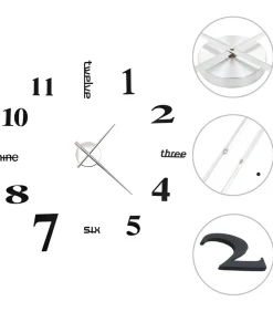 3D-wandklok 100 cm XXL modern zwart