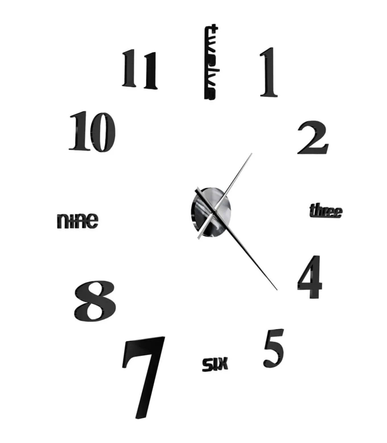 3D-wandklok 100 cm XXL modern zwart