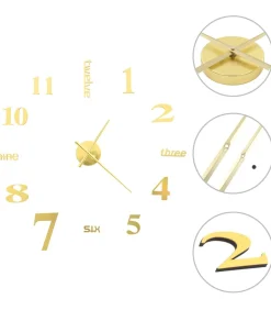 3D-wandklok 100 cm XXL modern goudkleurig