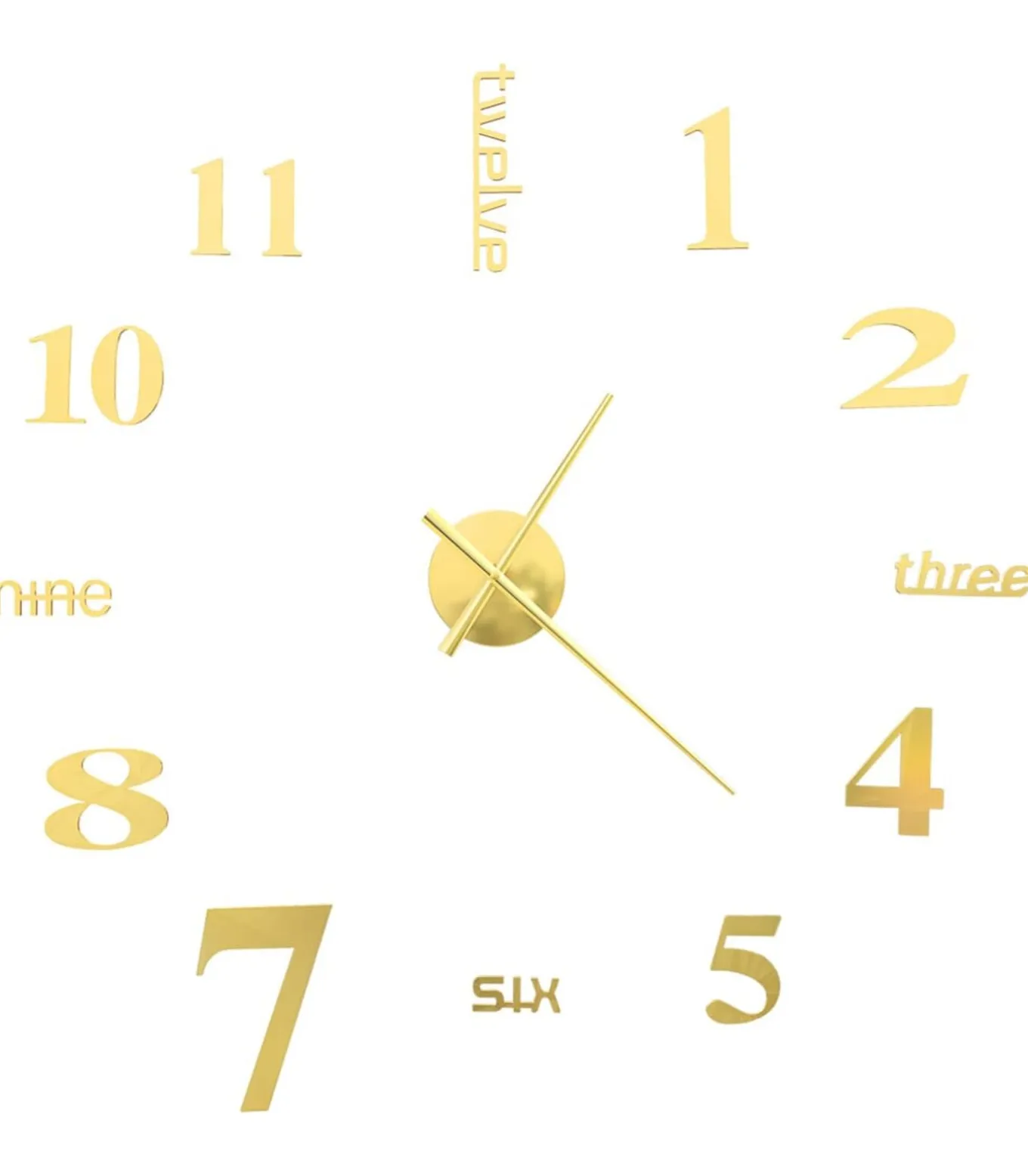 3D-wandklok 100 cm XXL modern goudkleurig