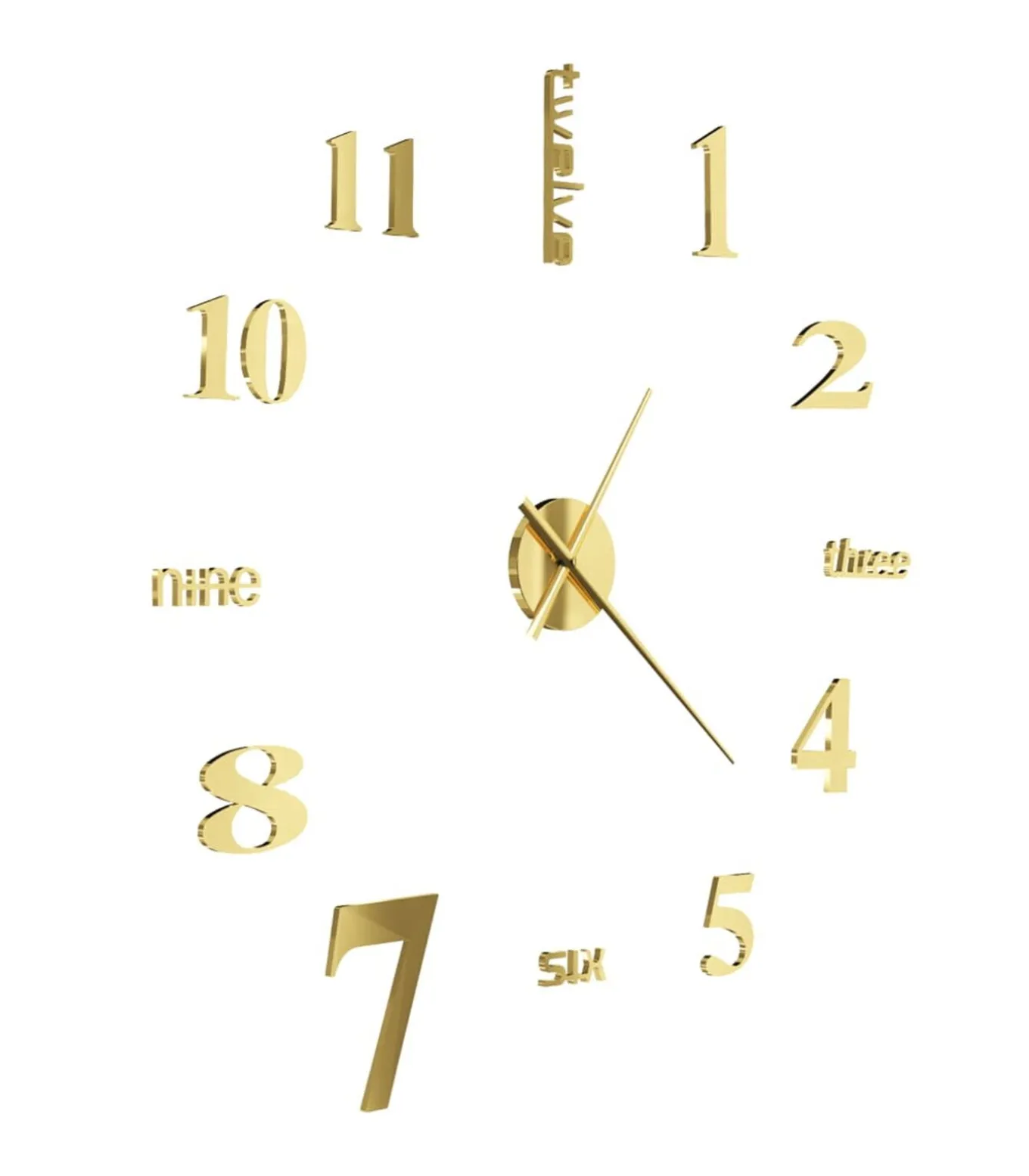 3D-wandklok 100 cm XXL modern goudkleurig