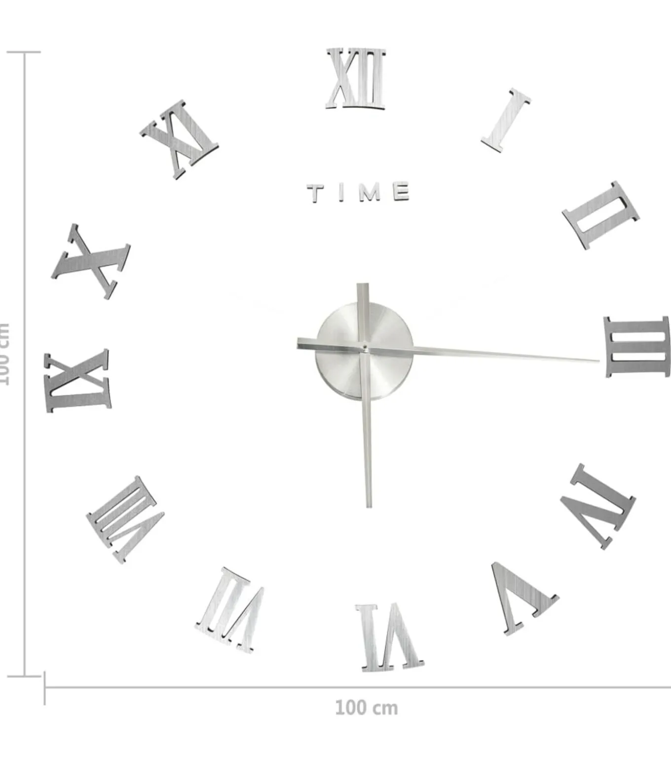 3D-wandklok modern XXL 100 cm zilverkleurig