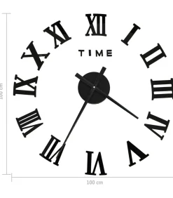 3D-wandklok modern XXL 100 cm zwart
