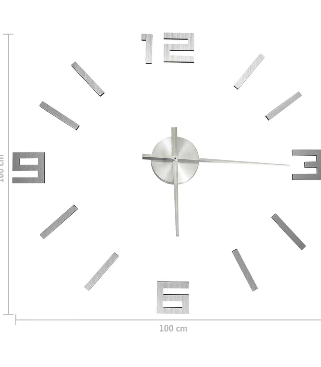 3D-wandklok modern XXL 100 cm zilverkleurig